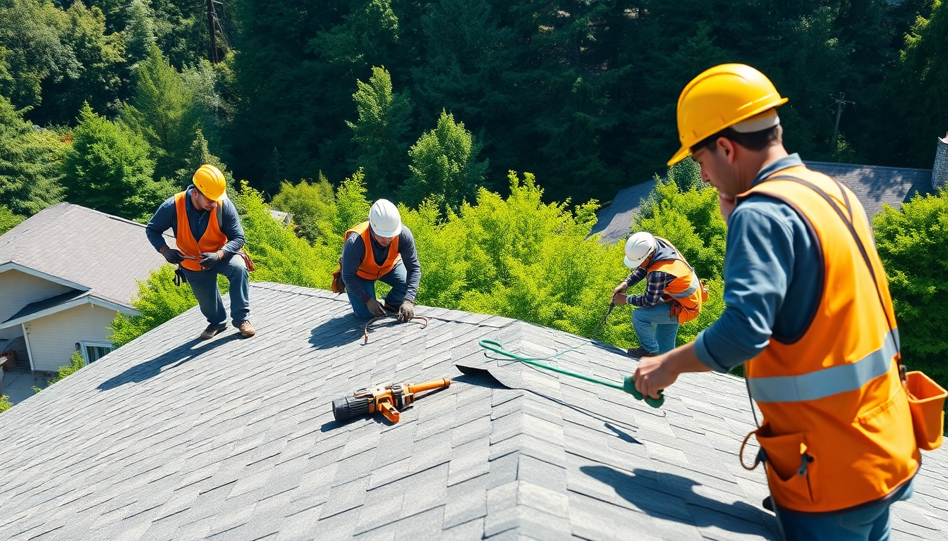 Enhancing Roofing Replacement Portland Oregon with skilled professionals at work on a residential home.