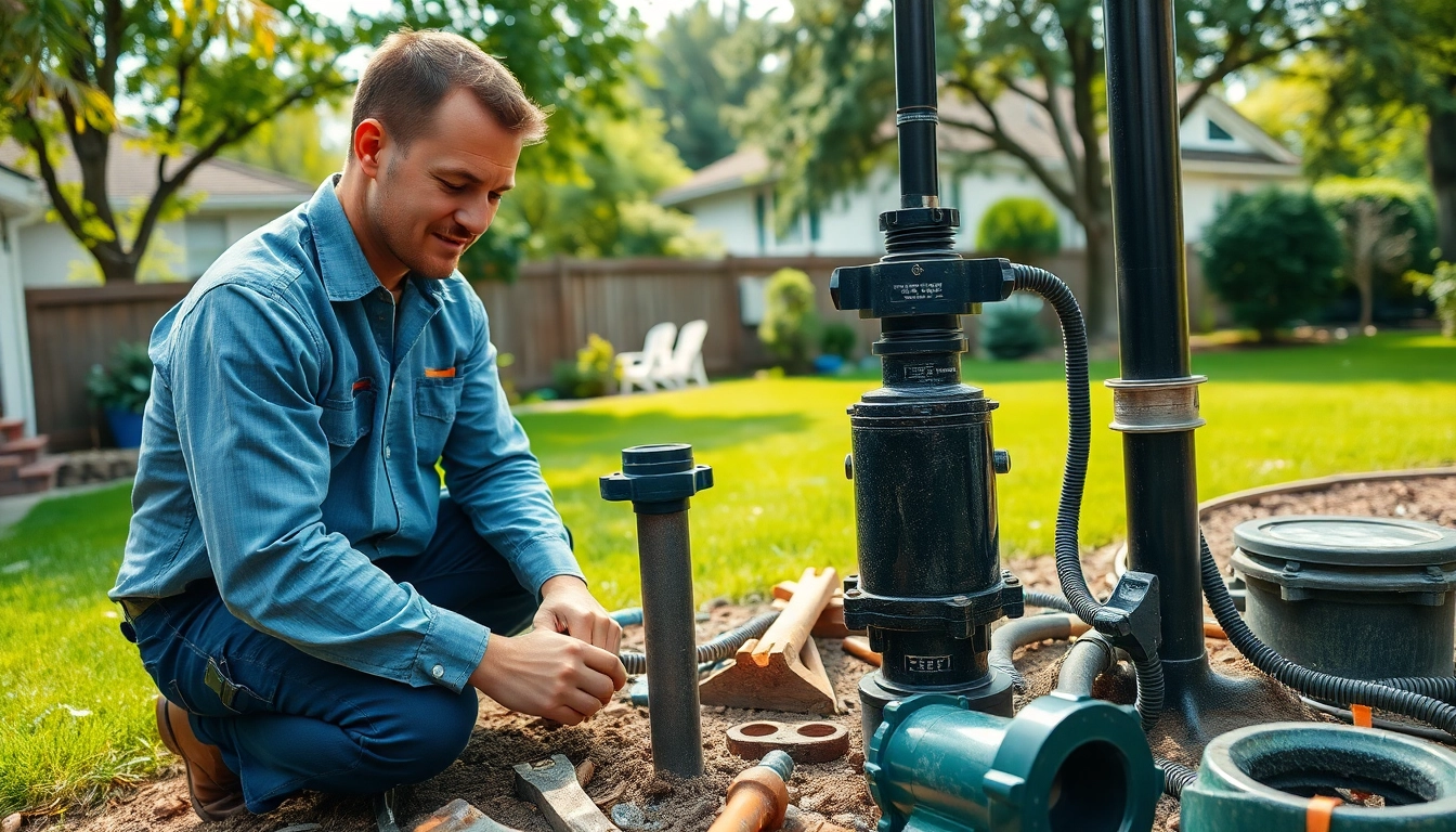 Providing well pump replacement lacey wa service by a technician in a residential setting.